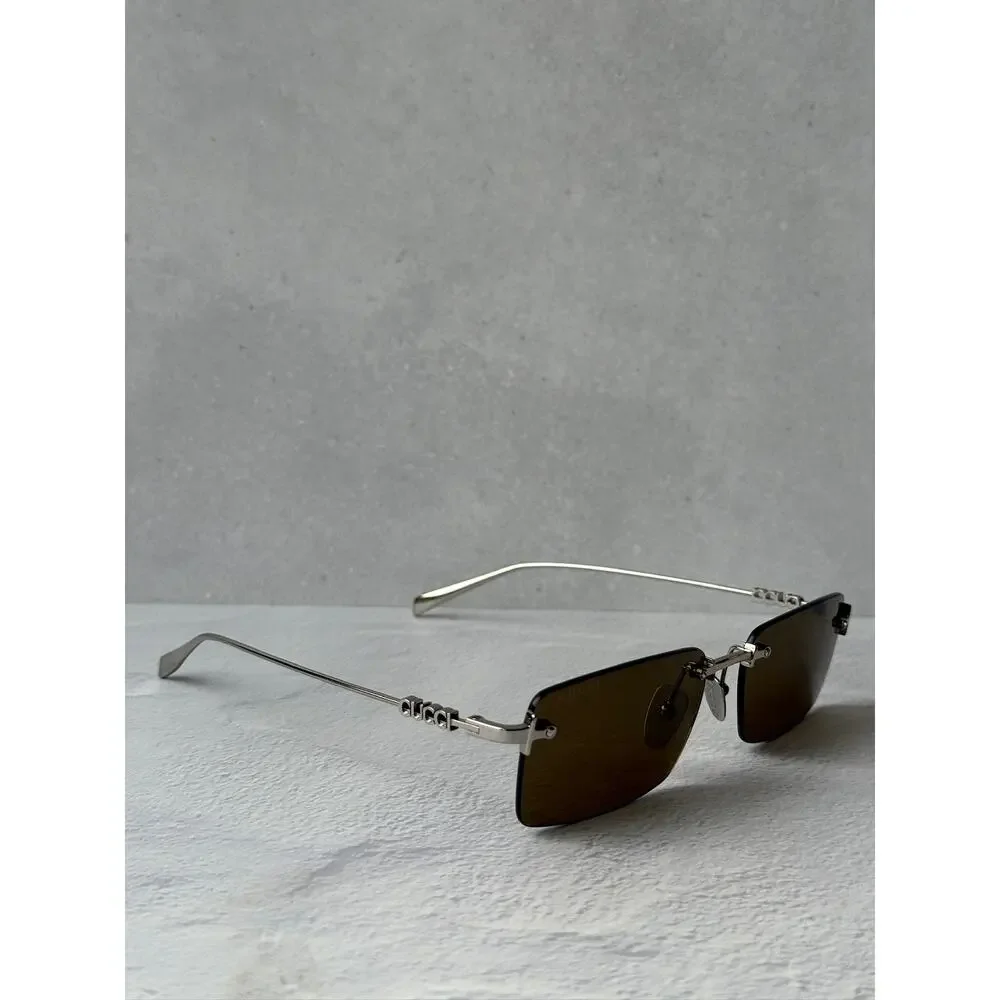 NEW Gucci GG1941S Silver Brown Rimless Unisex Sunglasses $545